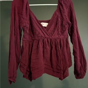 Hollister Deep Red Lace Women's Blouse